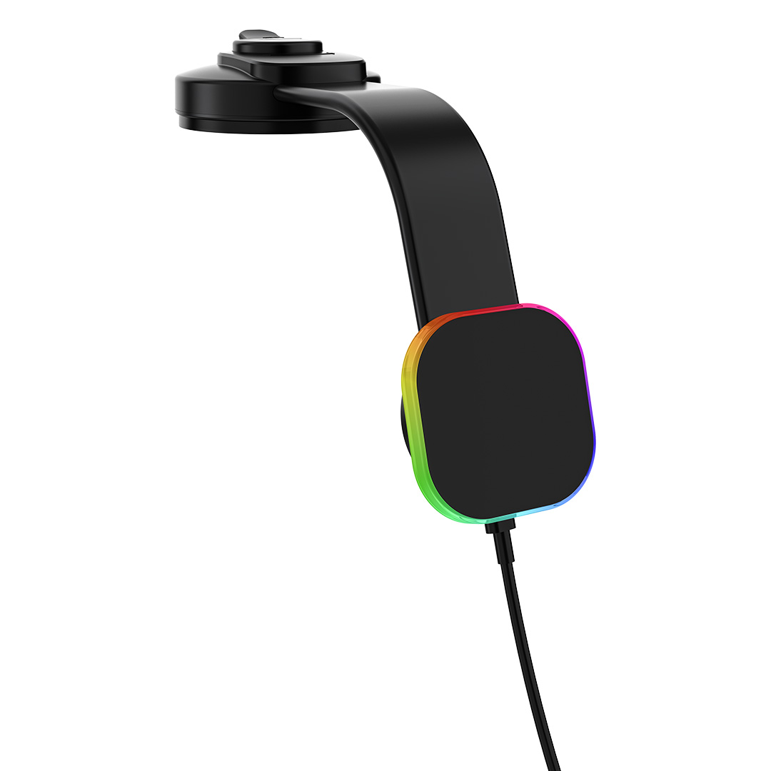 Držač i bežični punjač mobilnih telefona za automobil, 15W, sa magnetom i RGB svetlom